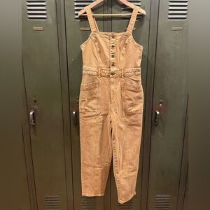 Universal Thread Button-Front Tan Jumpsuit